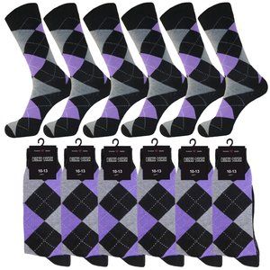 12 PAIRS PURPLE  GROOMSMEN WEDDING ARGYLE SOCKS
